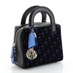 Christian Dior Lily Bowling Bag Mini Oblique Velvet & Canvas Gold Hardware W COA